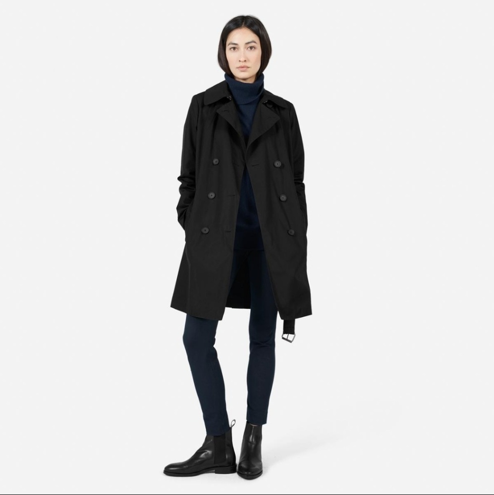 Black everlane trench coat